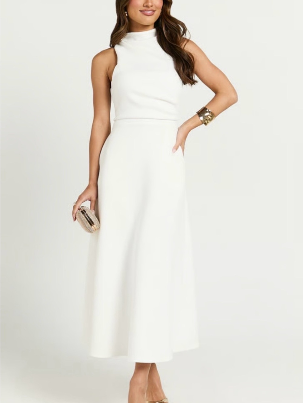 Showpo White High-Neck Sleeveless Maxi Dress